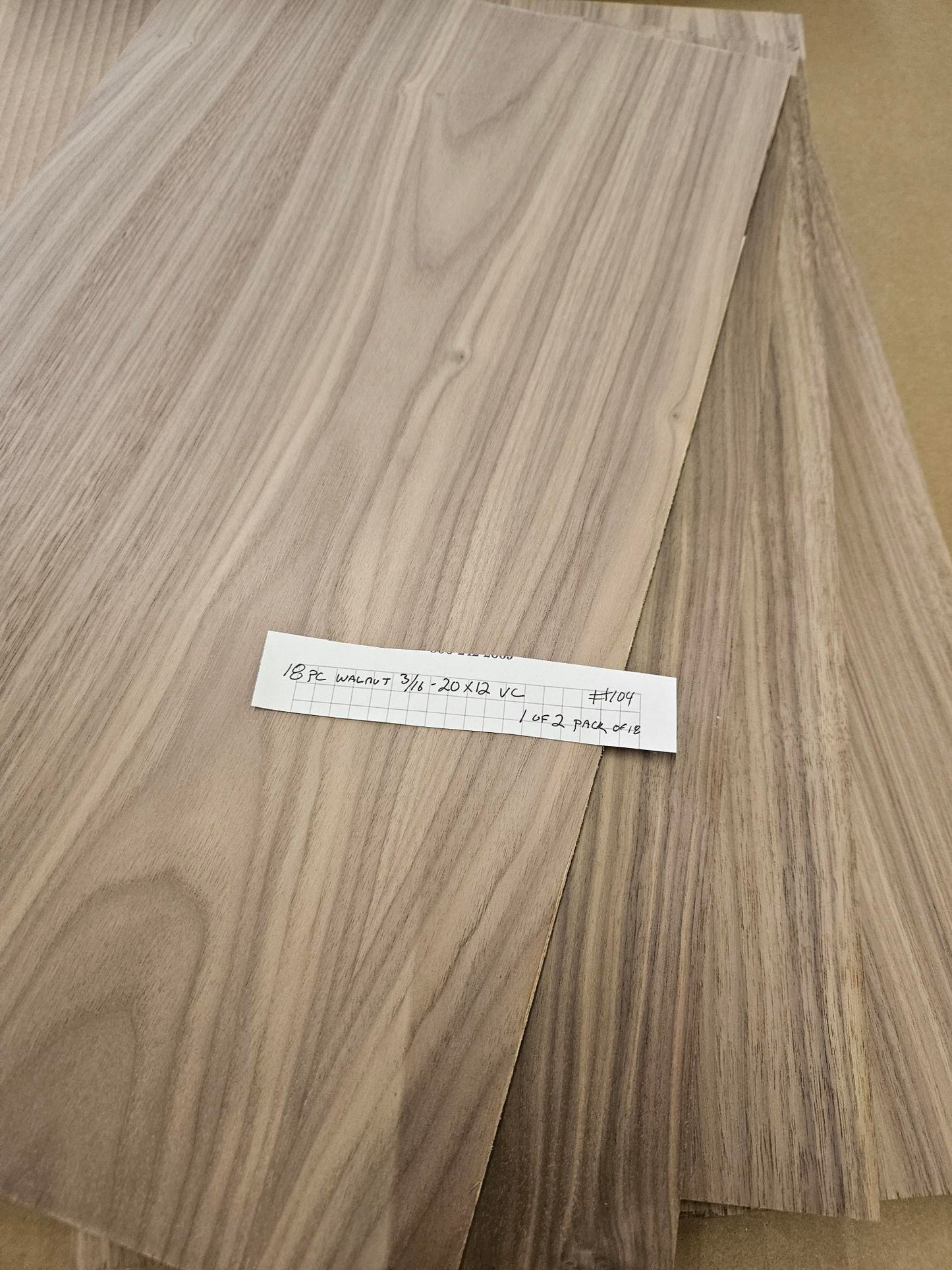Stock #103 3/16" Walnut Laser panel 20"x12" VC 18pcs